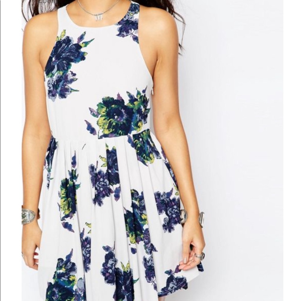 Free People White and Blue Floral Dress - Size 12
